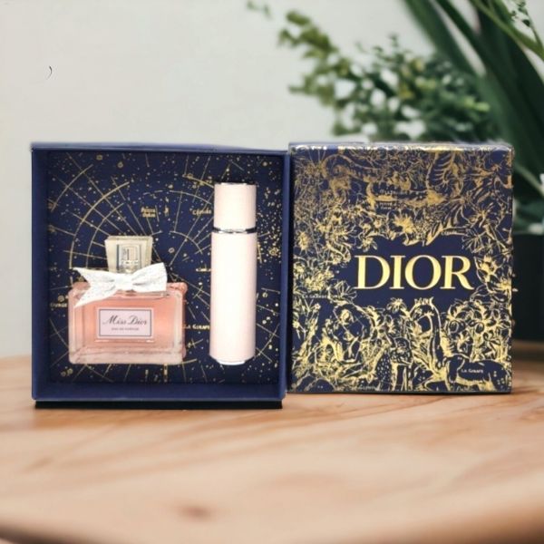 DIOR Miss Dior Gift Set Eau De Parfum 1.7oz/50ml+0.3oz/10ml Travel Spray Perfume